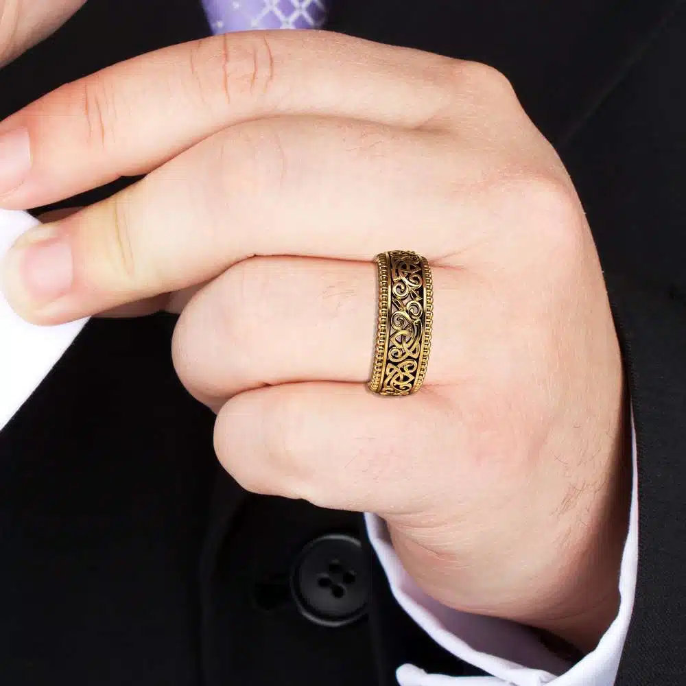 Men's Wedding Band Gold Wedding Band 14K Yellow Gold Ring