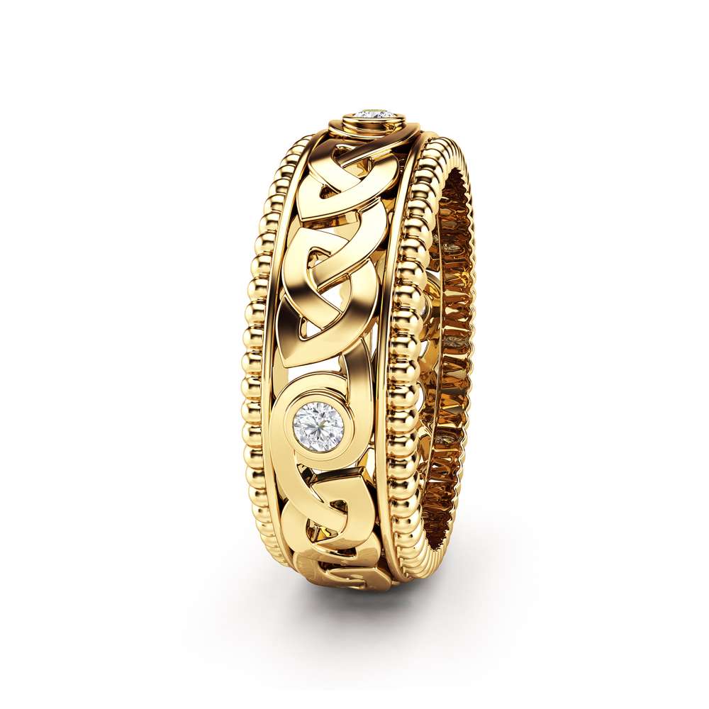 MB-0010CMen's Diamond Wedding Ring 14K Yellow Gold Ring Celtic Wedding Band 2 Men's Diamond Wedding Ring 14K Yellow Gold Ring Celtic Wedding Band