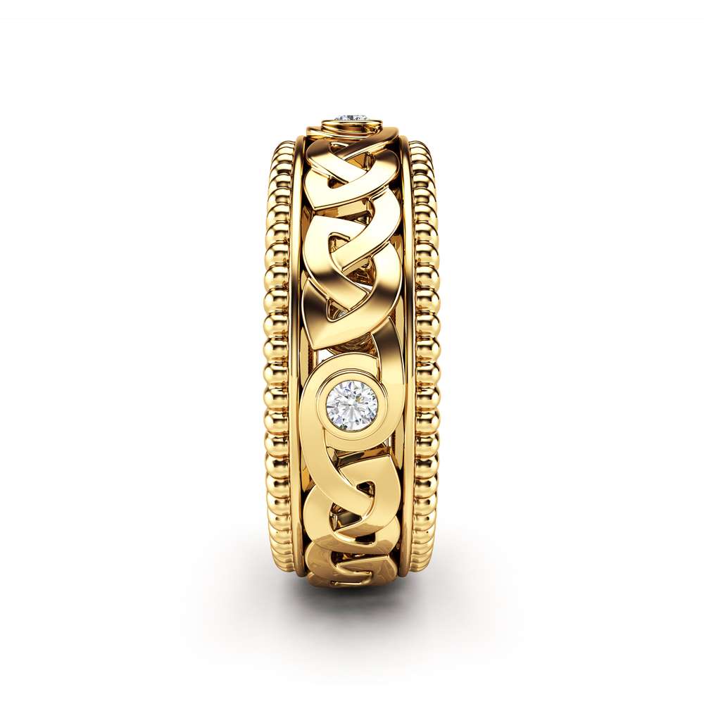 MB-0010CMen's Diamond Wedding Ring 14K Yellow Gold Ring Celtic Wedding Band 3 Men's Diamond Wedding Ring 14K Yellow Gold Ring Celtic Wedding Band