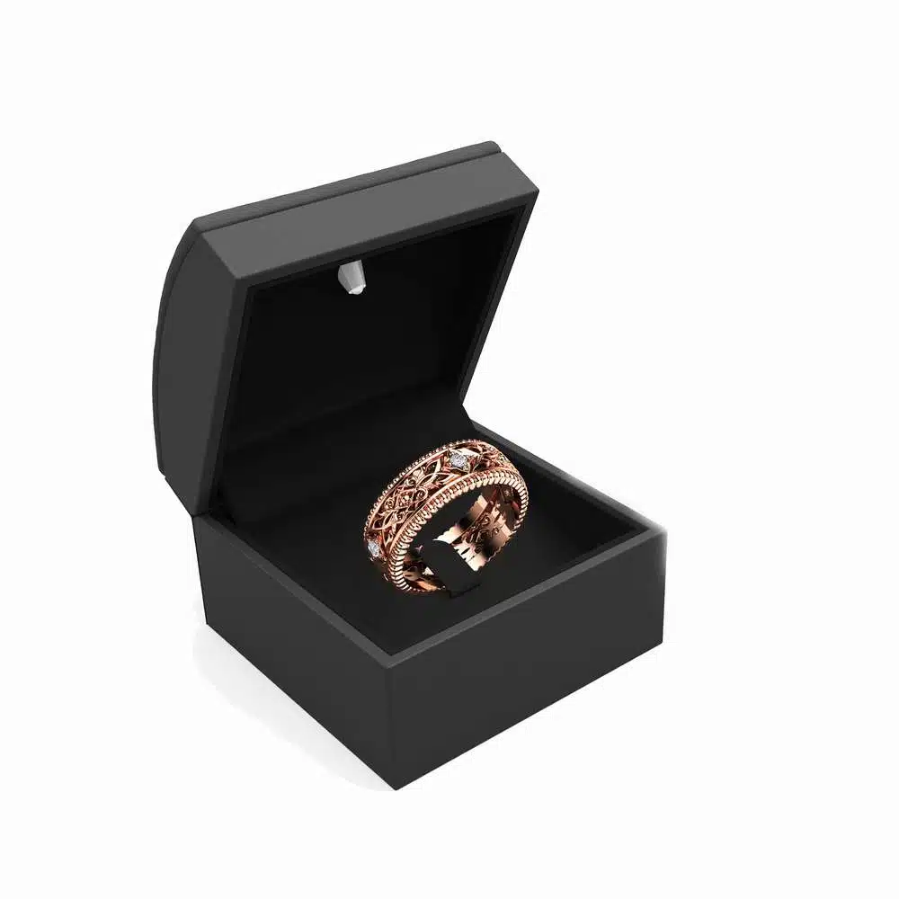 Diamond Wedding Ring 14K Rose Gold Ring Unique Wedding Band