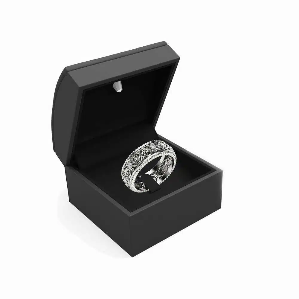 Diamond Wedding Ring 14K White Gold Ring Mens Wedding Band 4 Diamond Wedding Ring 14K White Gold Ring Mens Wedding Band