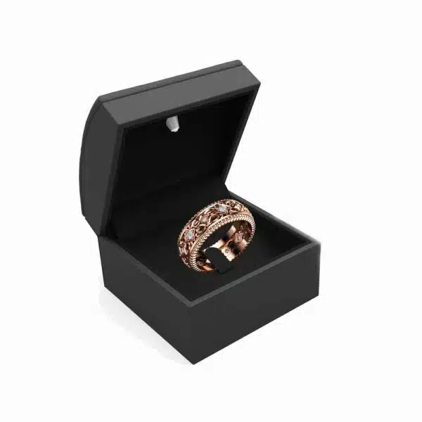 Diamond Wedding Ring 14K Rose Gold Ring Art Deco Wedding Band ...