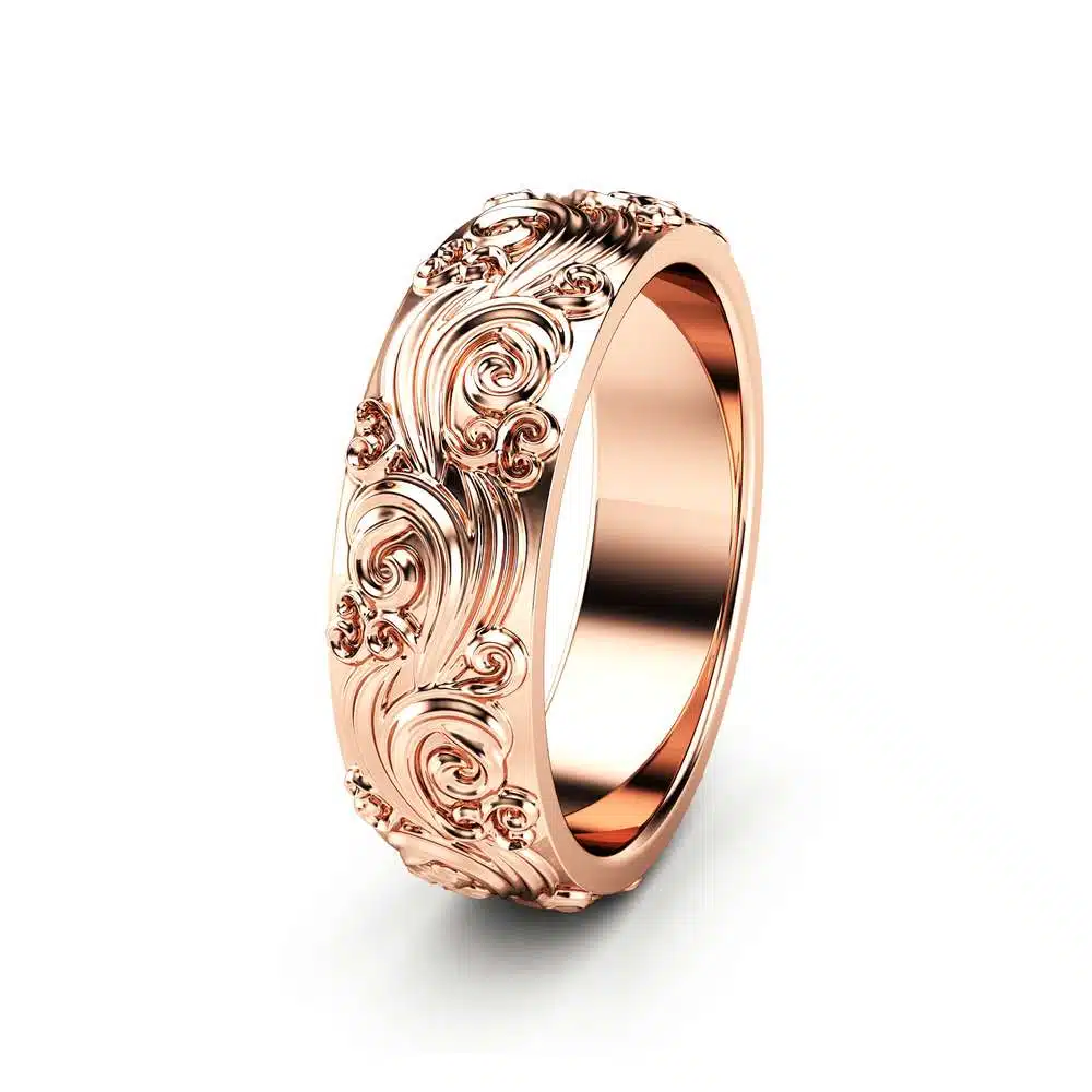 Mens Wedding Band Rose Gold Wedding Band Unique Wedding Ring