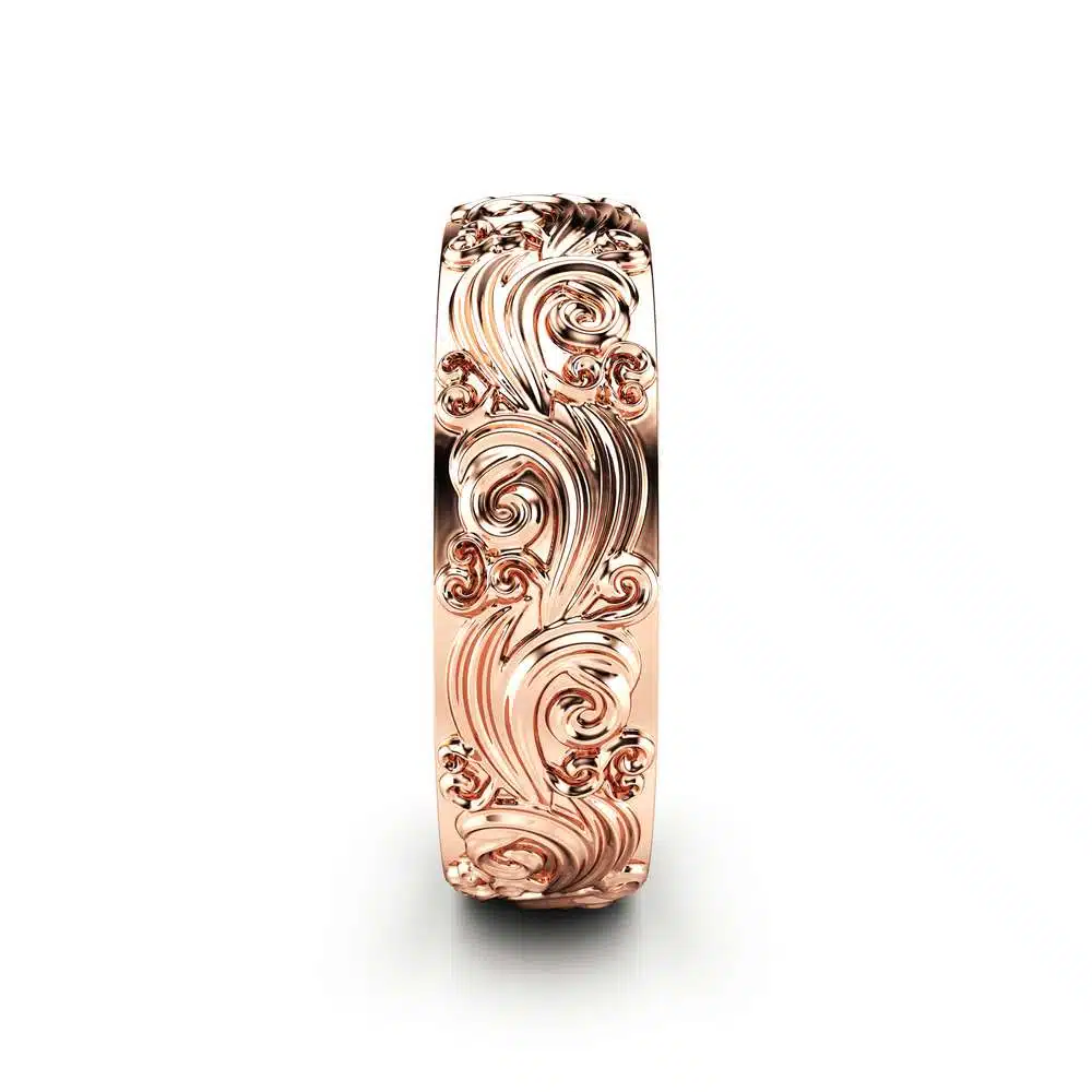 Mens Wedding Band Rose Gold Wedding Band Unique Wedding Ring