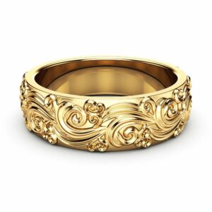 Gold Wedding Band Mens Wedding Band Unique Wedding Ring