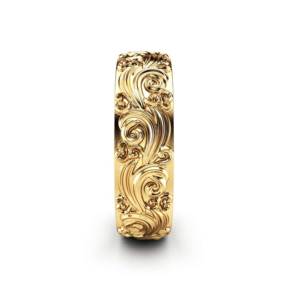 Gold Wedding Band Mens Wedding Band Unique Wedding Ring 3 Gold Wedding Band Mens Wedding Band Unique Wedding Ring