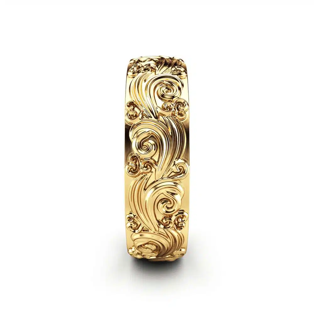 Gold Wedding Band Mens Wedding Band Unique Wedding Ring 3 Gold Wedding Band Mens Wedding Band Unique Wedding Ring