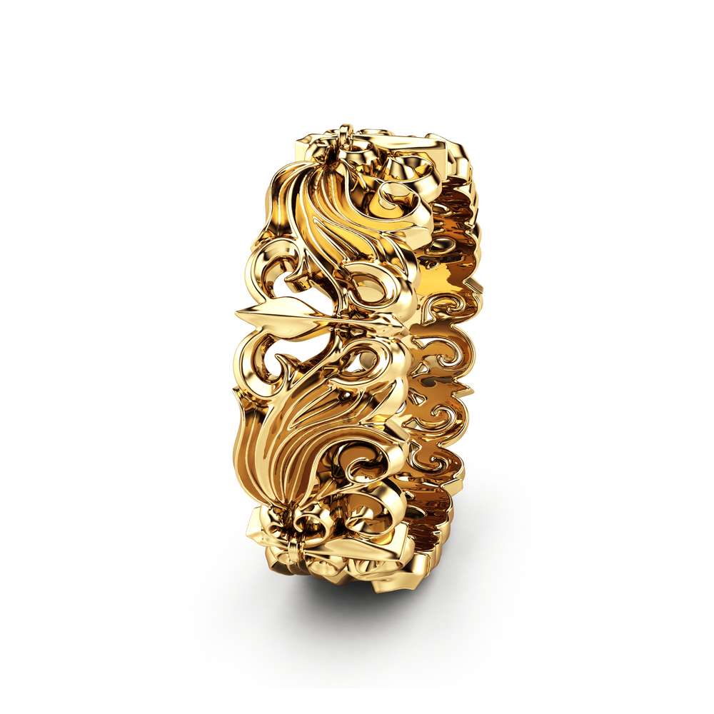 Mens Wedding Band Gold Wedding Band Art Deco Wedding Band 2 Mens Wedding Band Gold Wedding Band Art Deco Wedding Band