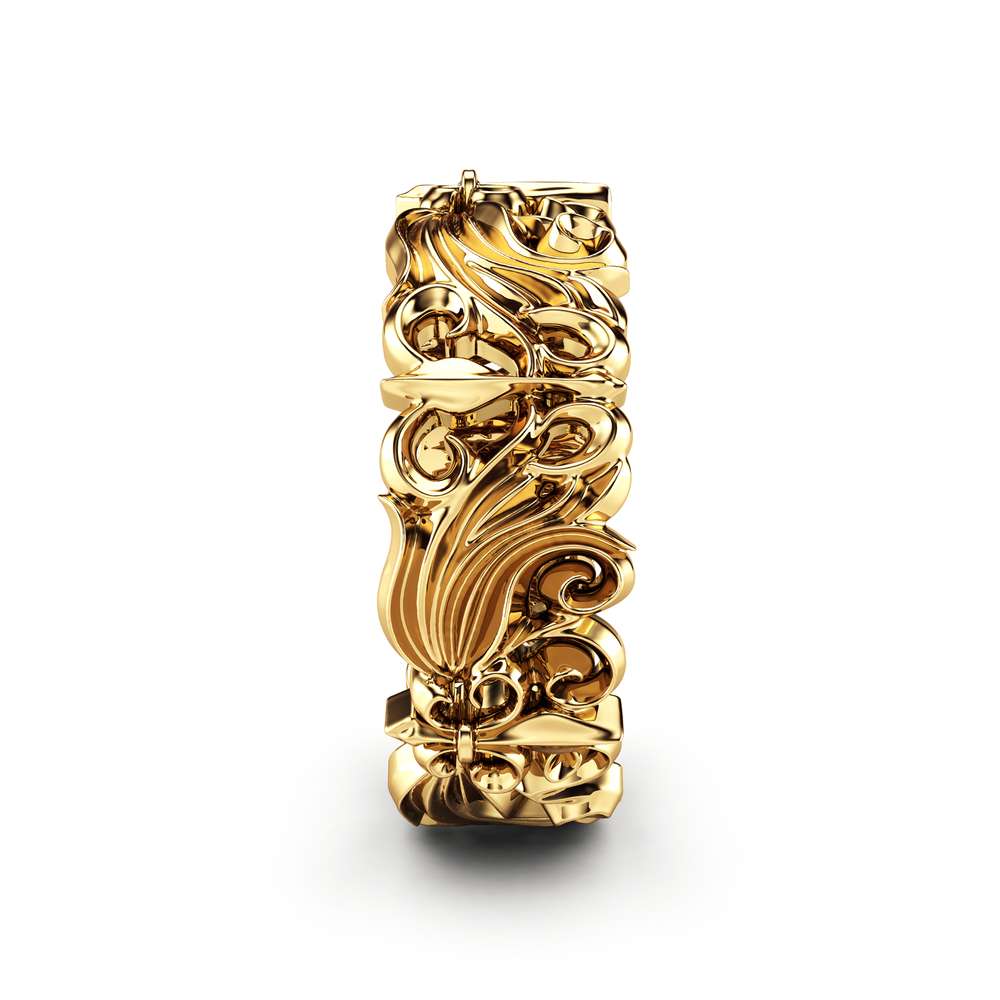Mens Wedding Band Gold Wedding Band Art Deco Wedding Band 3 Mens Wedding Band Gold Wedding Band Art Deco Wedding Band