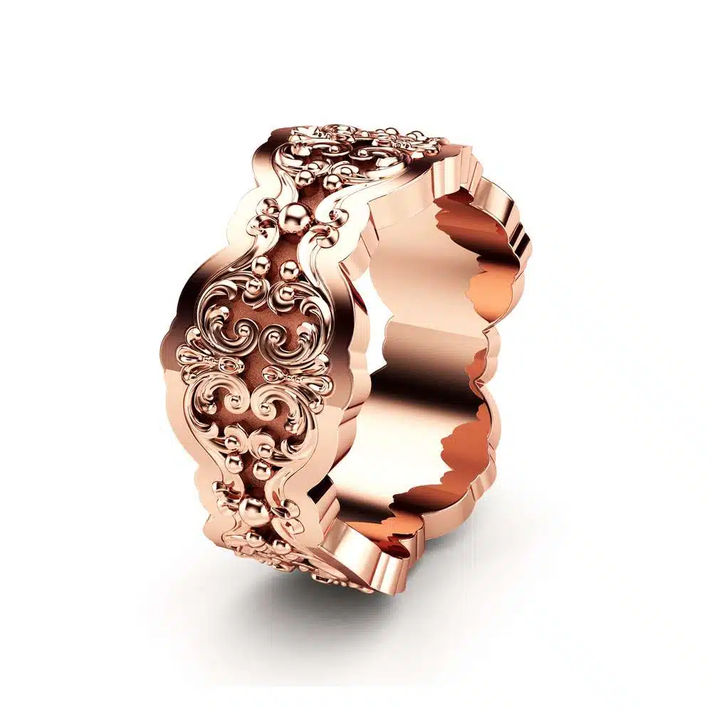 Mens Wedding Ring Rose Gold Wedding Band Art Deco Wedding Band 2 Mens Wedding Ring Rose Gold Wedding Band Art Deco Wedding Band