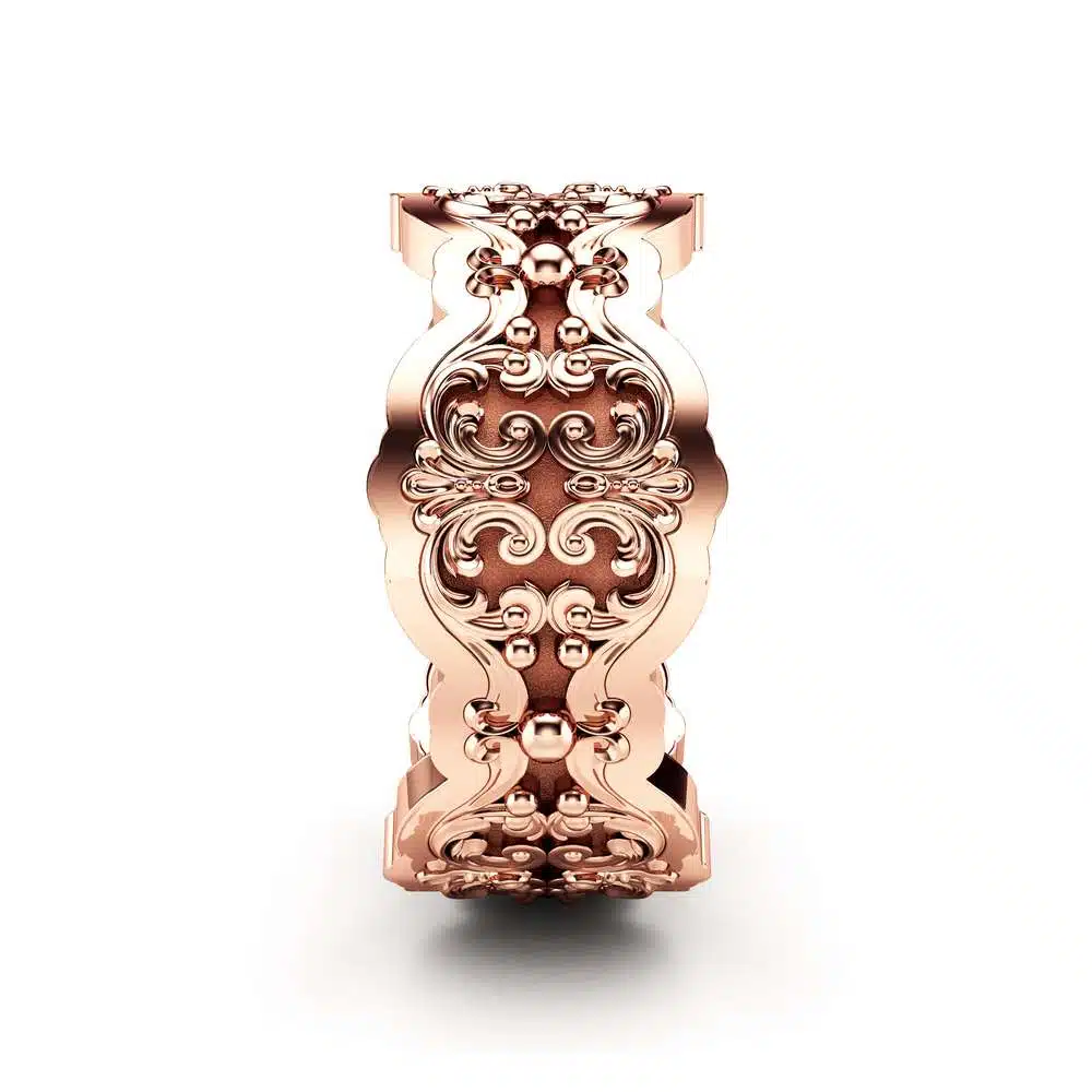 Mens Wedding Ring Rose Gold Wedding Band Art Deco Wedding Band 3 Mens Wedding Ring Rose Gold Wedding Band Art Deco Wedding Band