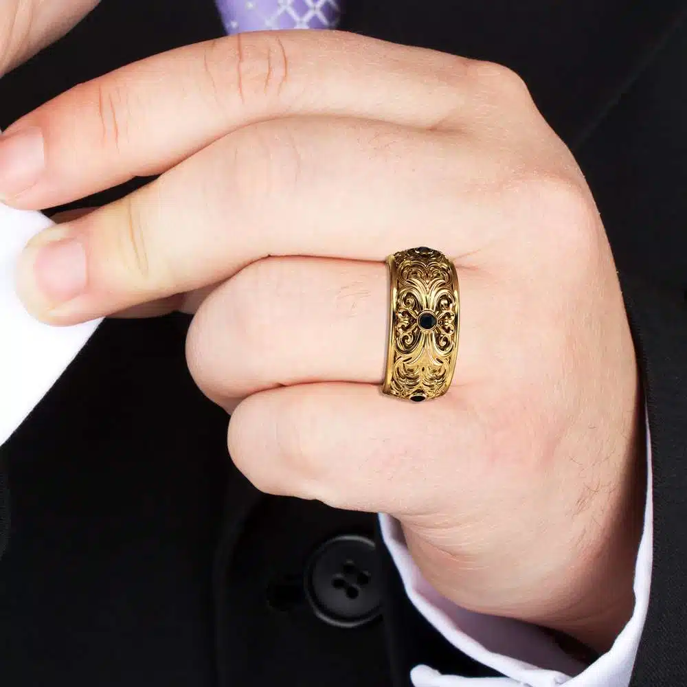 Black Diamond Wedding Band Gold Wedding Band Filigree Wedding Band 6 Black Diamond Wedding Band Gold Wedding Band Filigree Wedding Band