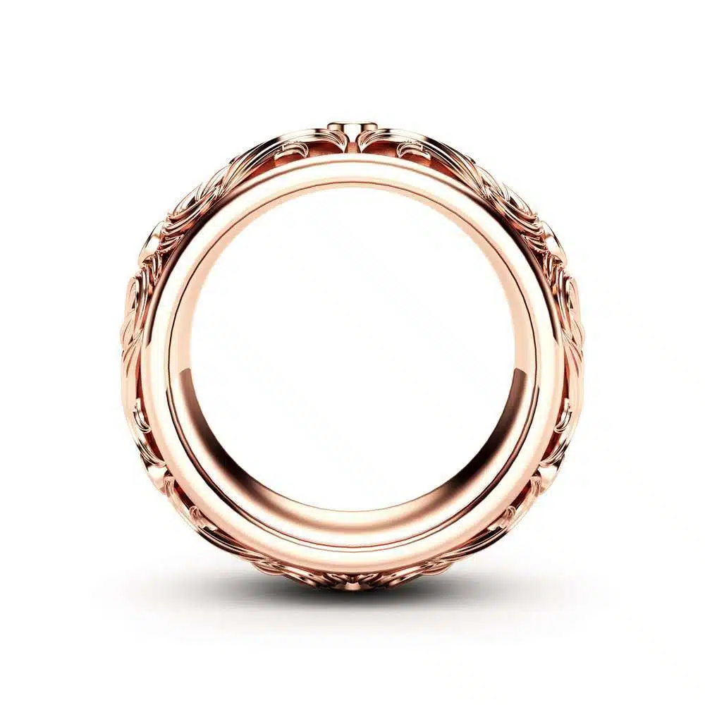 14K Rose Gold Wedding Band Mens Wedding Rings Art Deco Wedding Band 5 14K Rose Gold Wedding Band Mens Wedding Rings Art Deco Wedding Band