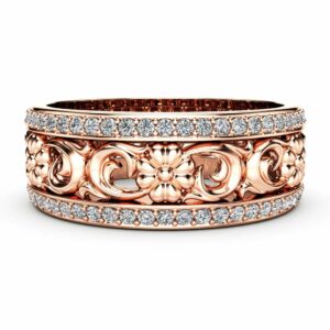 Rose Gold Wedding Band Women Wedding Band Diamond Wedding Ring