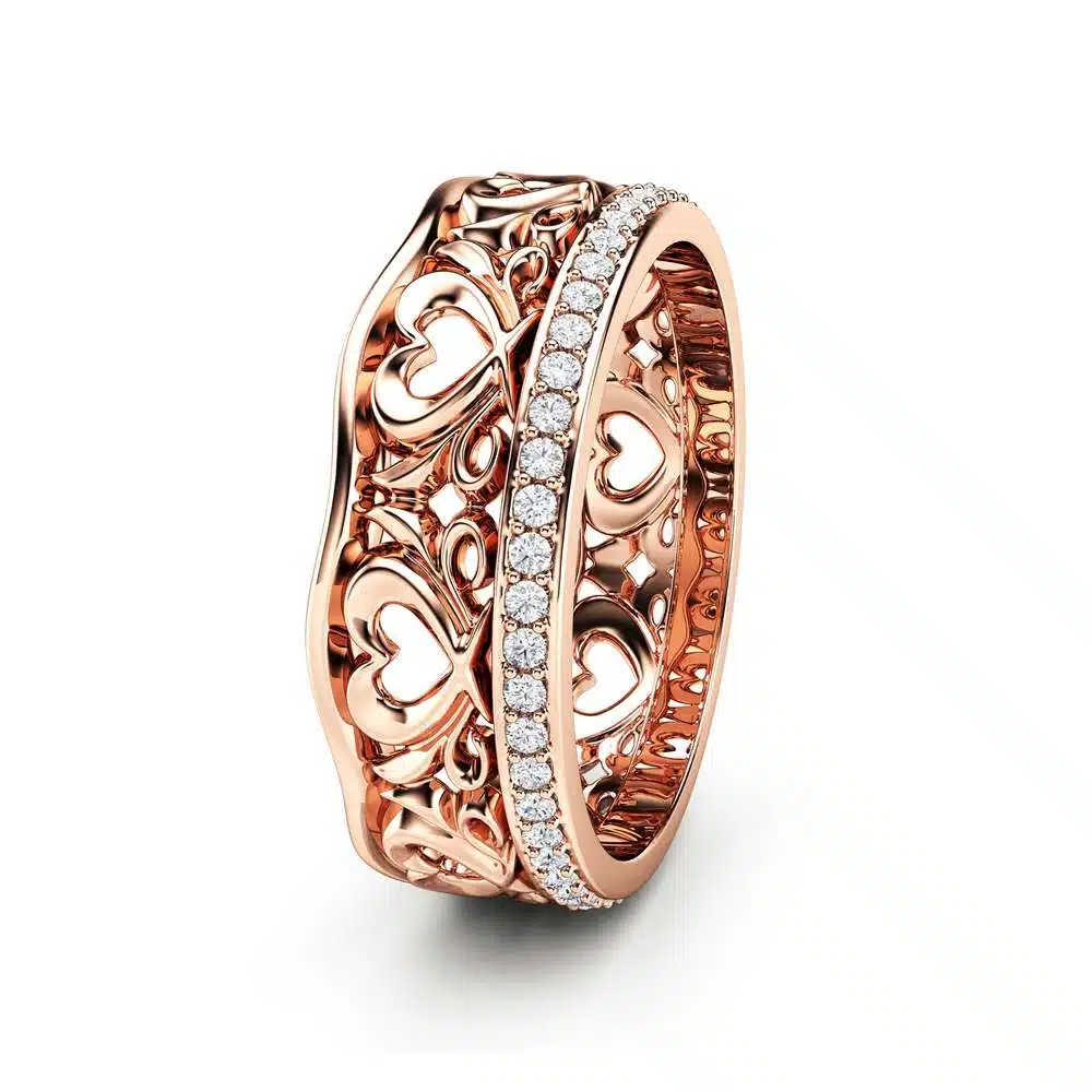 Rose Gold Wedding Band For Her Diamond Wedding Band Women Wedding Band