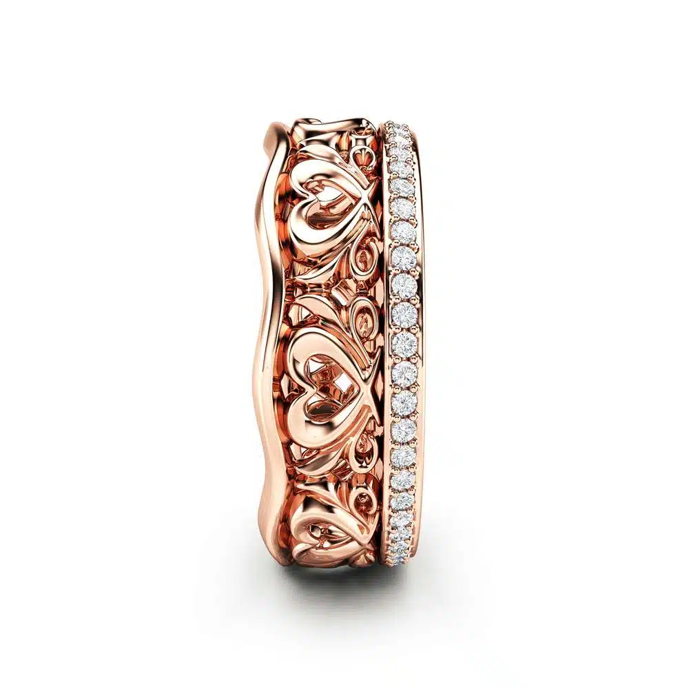 Rose Gold Wedding Band For Her Diamond Wedding Band Women Wedding Band