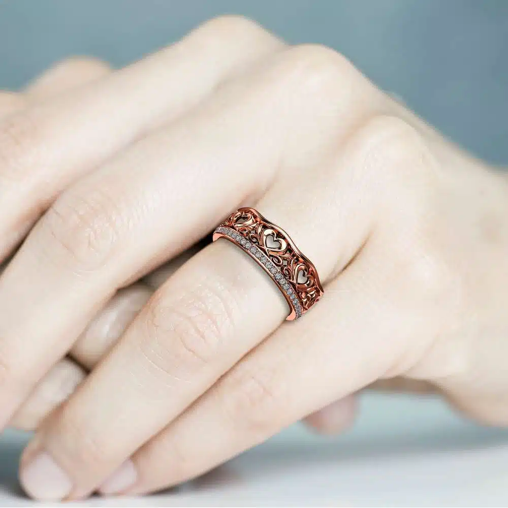 Rose Gold Wedding Band For Her Diamond Wedding Band Women Wedding Band