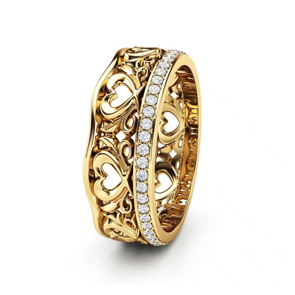 Women Wedding Band Unique Wedding Ring Gold Wedding Ring