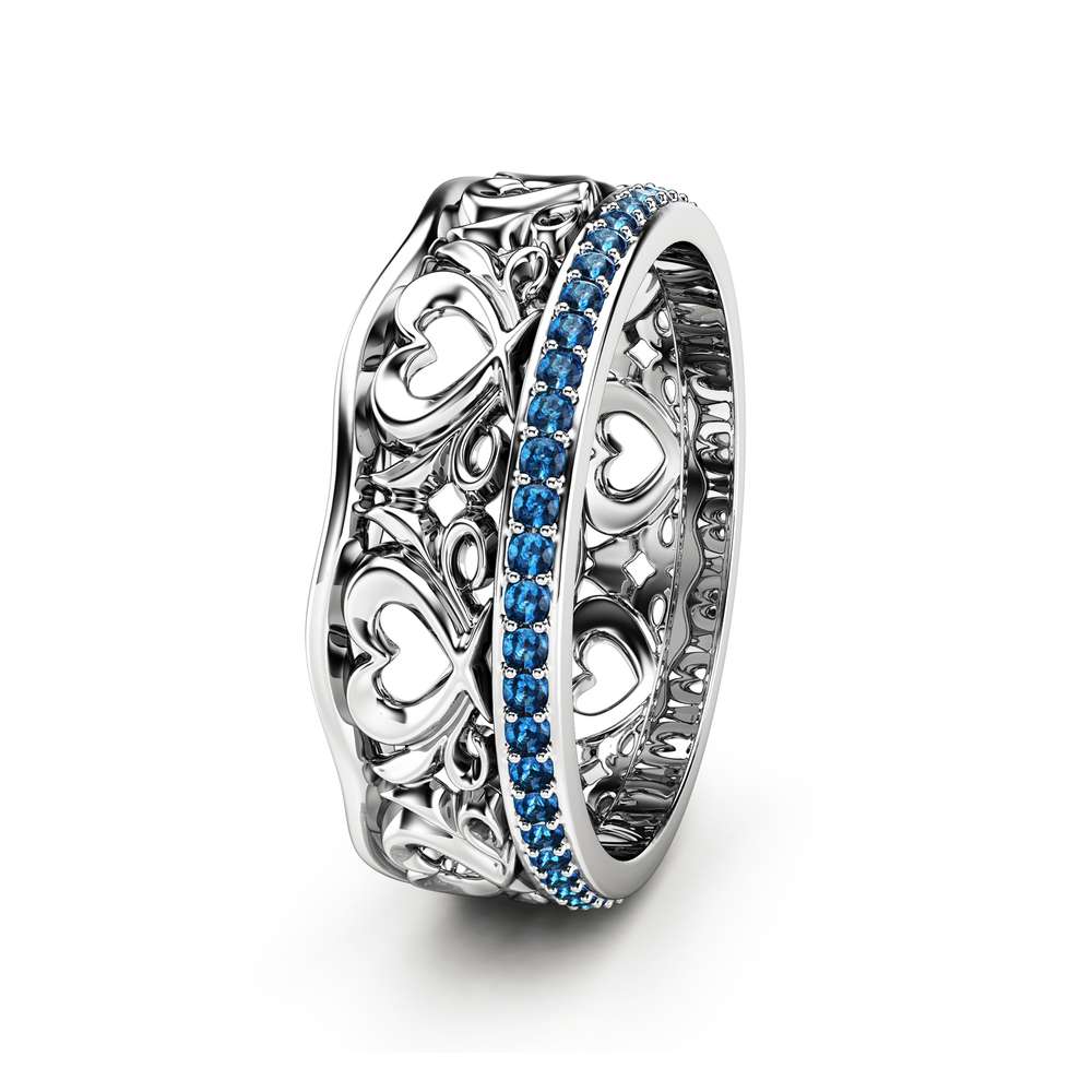 Blue Diamond Wedding Band Unique Wedding Ring Gold Wedding Ring 2 Blue Diamond Wedding Band Unique Wedding Ring Gold Wedding Ring