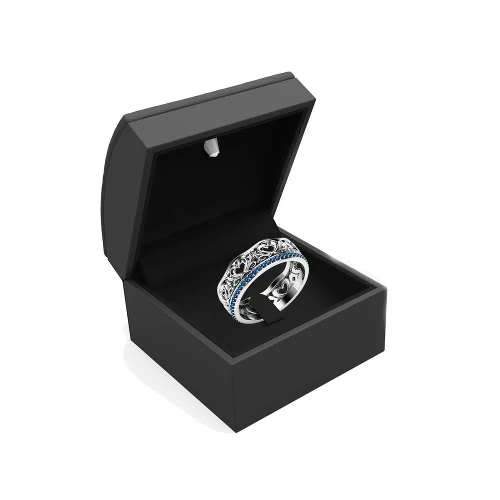 Blue Diamond Wedding Band Unique Wedding Ring Gold Wedding Ring 4 Blue Diamond Wedding Band Unique Wedding Ring Gold Wedding Ring