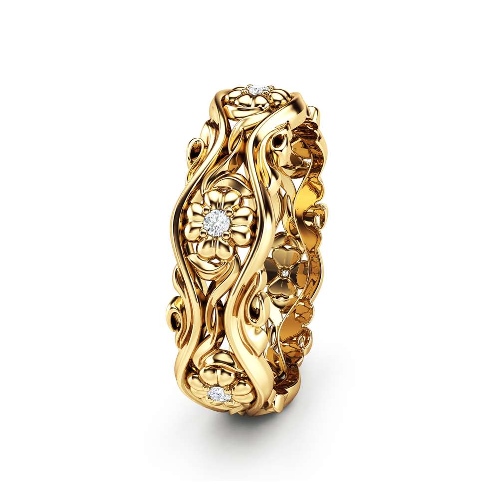 Women Wedding Band Diamond Wedding Band Gold Wedding Ring