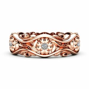 Rose Gold Wedding Band Women Wedding Band Diamond Wedding Band