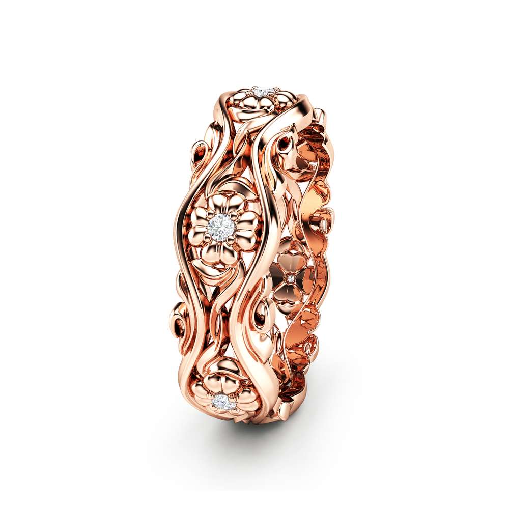 Rose Gold Wedding Band Women Wedding Band Diamond Wedding Band 2 Rose Gold Wedding Band Women Wedding Band Diamond Wedding Band