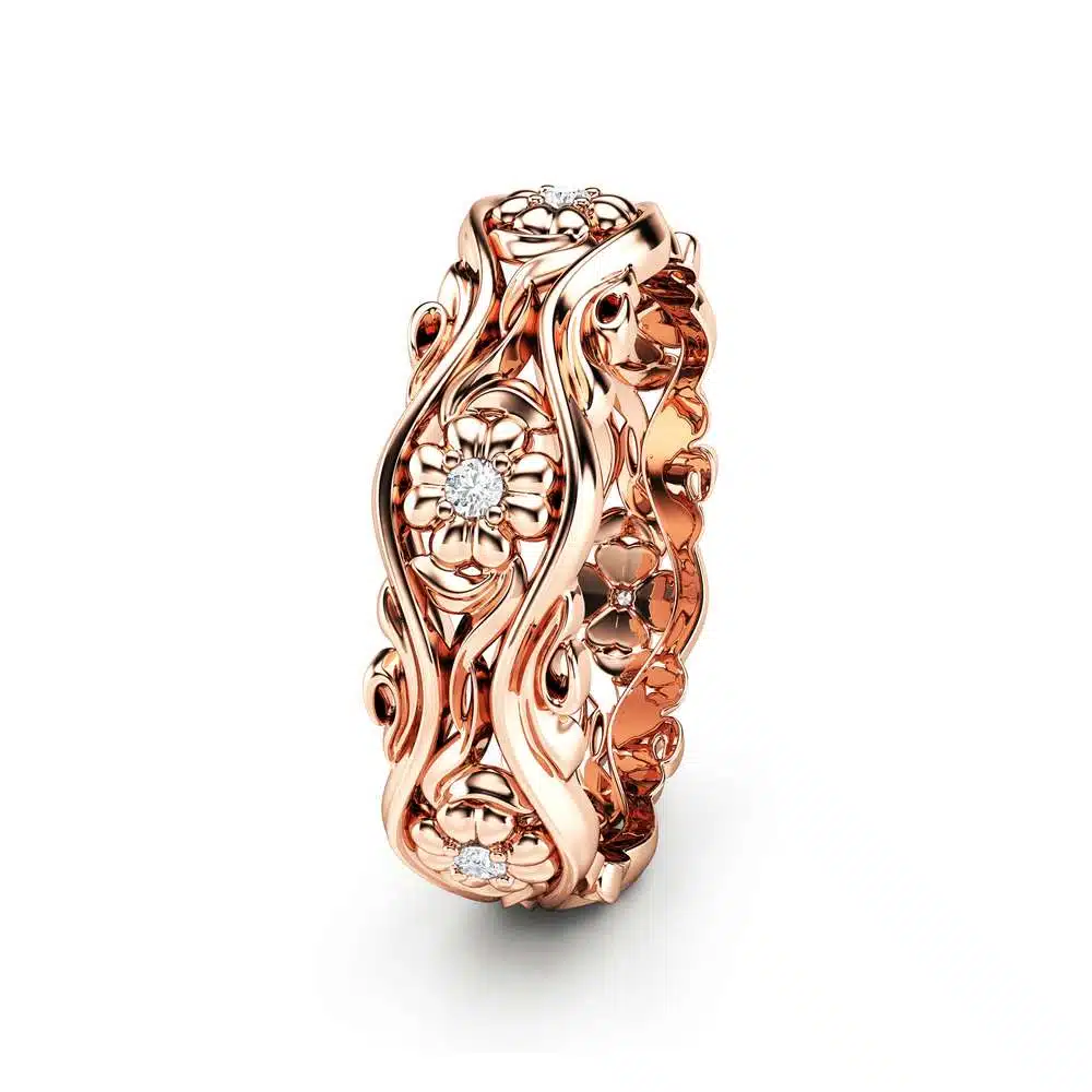Rose Gold Wedding Band Women Wedding Band Diamond Wedding Band 2 Rose Gold Wedding Band Women Wedding Band Diamond Wedding Band
