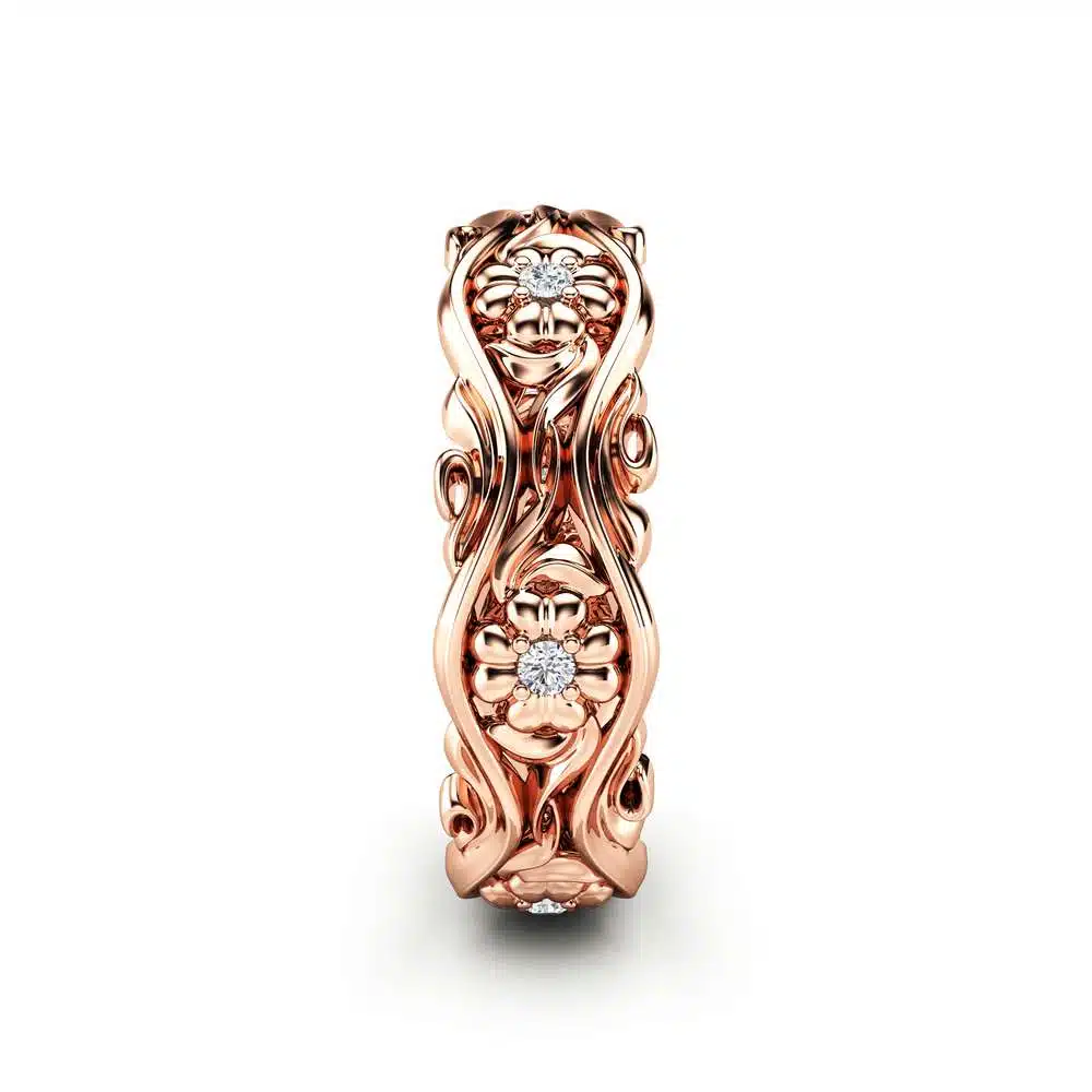 Rose Gold Wedding Band Women Wedding Band Diamond Wedding Band 3 Rose Gold Wedding Band Women Wedding Band Diamond Wedding Band