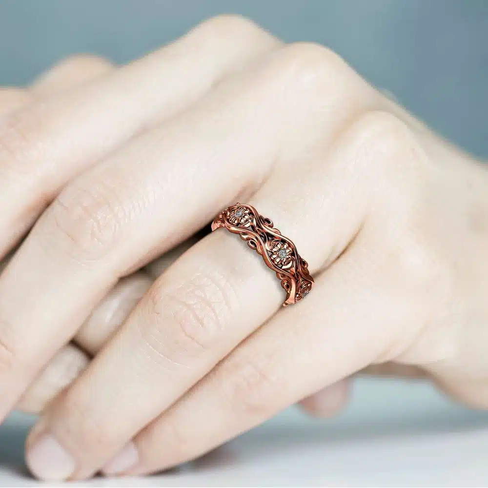 Rose Gold Wedding Band Women Wedding Band Diamond Wedding Band 5 Rose Gold Wedding Band Women Wedding Band Diamond Wedding Band