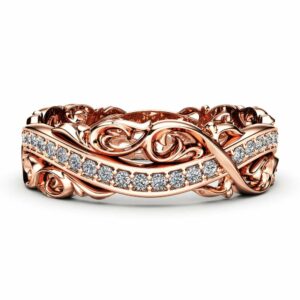 Rose Gold Wedding Band Diamond Wedding Band Unique Wedding Band