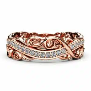 Rose Gold Wedding Band Diamond Wedding Band Unique Wedding Band