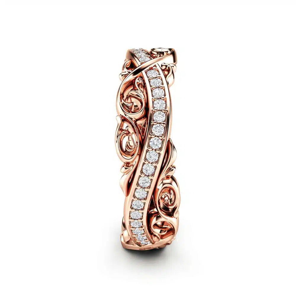 Rose Gold Wedding Band Diamond Wedding Band Unique Wedding Band