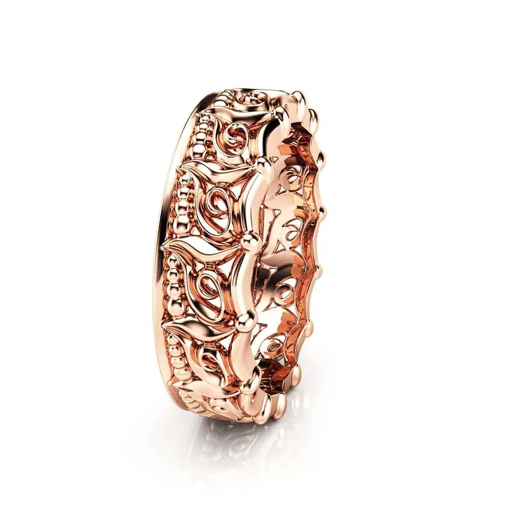 Unique Wedding Band Women Wedding Band Rose Gold Wedding Band