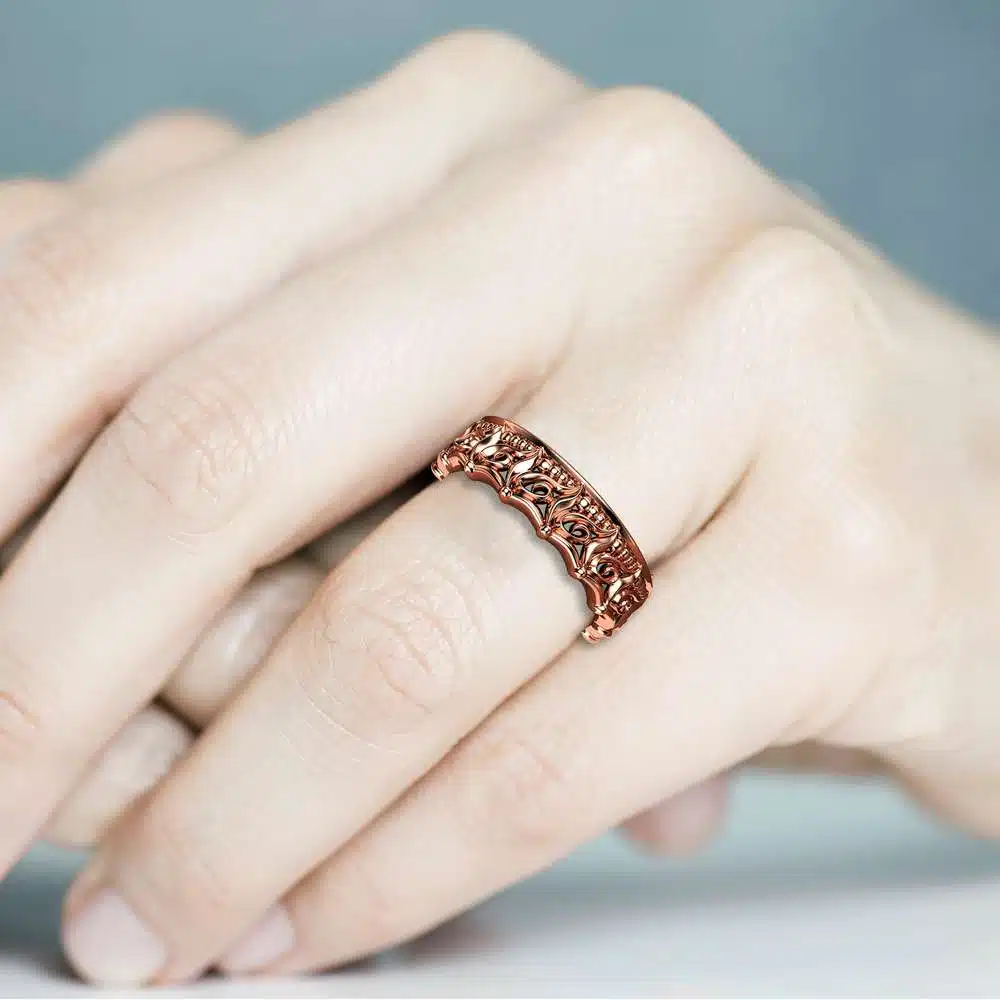Unique Wedding Band Women Wedding Band Rose Gold Wedding Band