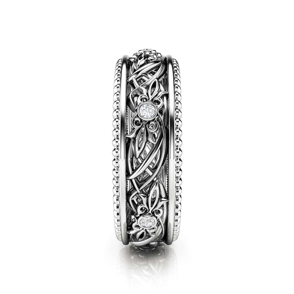 Art Deco Wedding Band Women Wedding Ring Diamond Wedding Band