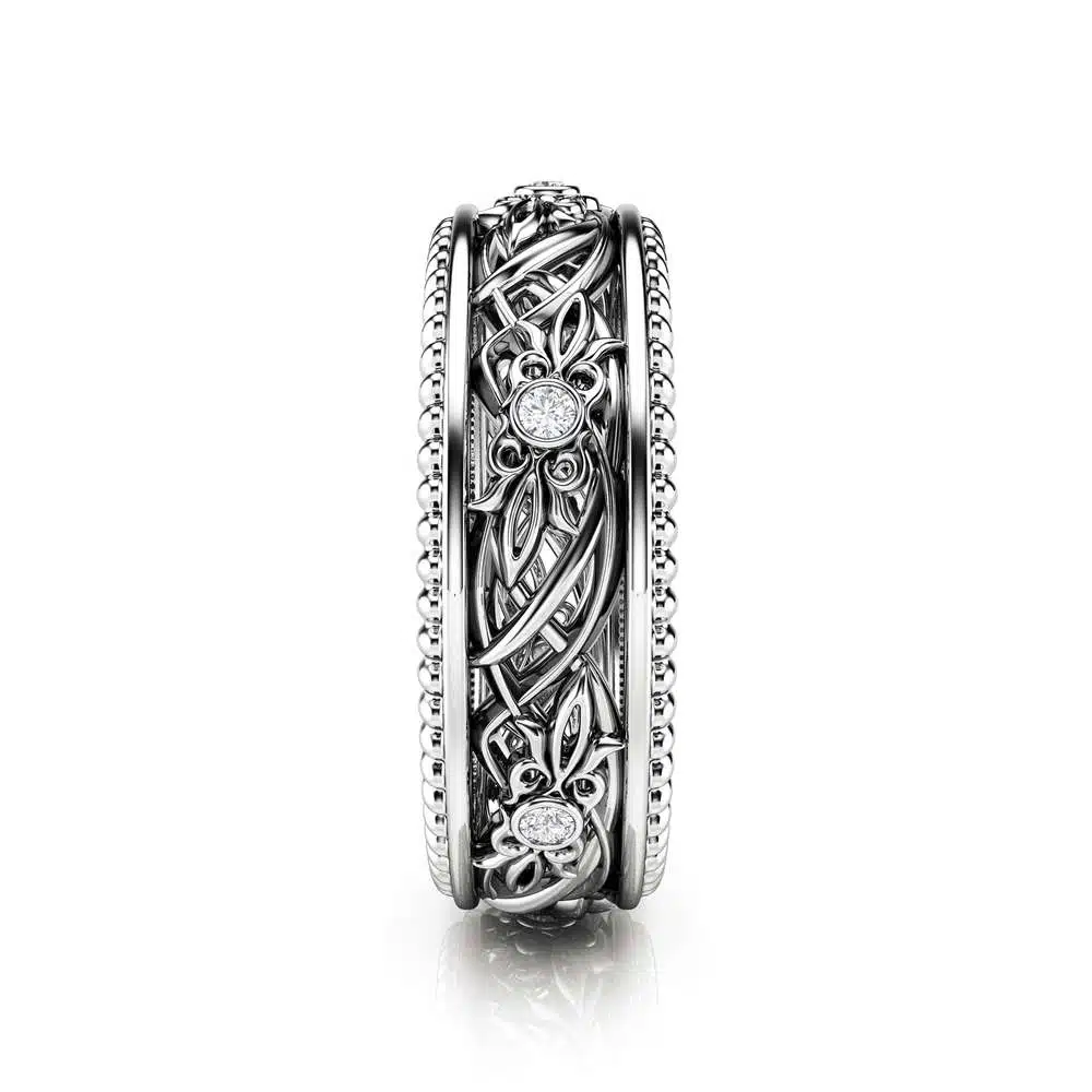 Art Deco Wedding Band Women Wedding Ring Diamond Wedding Band 3 Art Deco Wedding Band Women Wedding Ring Diamond Wedding Band