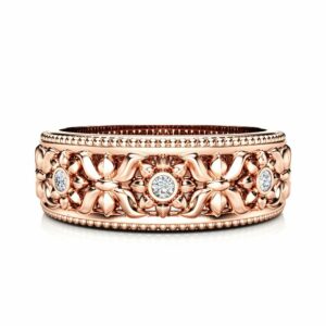 Rose Gold Wedding Band Women Wedding Ring Diamond Wedding Band
