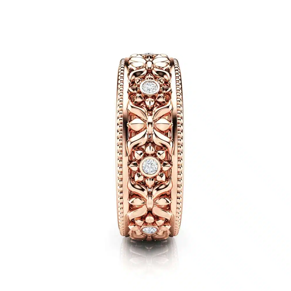 Rose Gold Wedding Band Women Wedding Ring Diamond Wedding Band 3 Rose Gold Wedding Band Women Wedding Ring Diamond Wedding Band