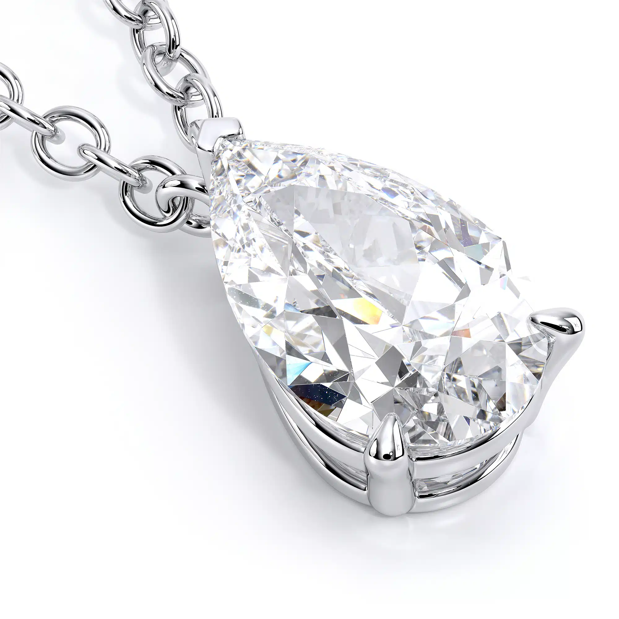 Pear cut diamond 14k white gold pendant (1)