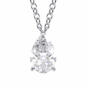 Elegant Pear Diamond Necklace With Lab-Created Solitaire Stone