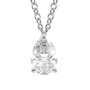Elegant Pear Diamond Necklace With Lab-Created Solitaire Stone