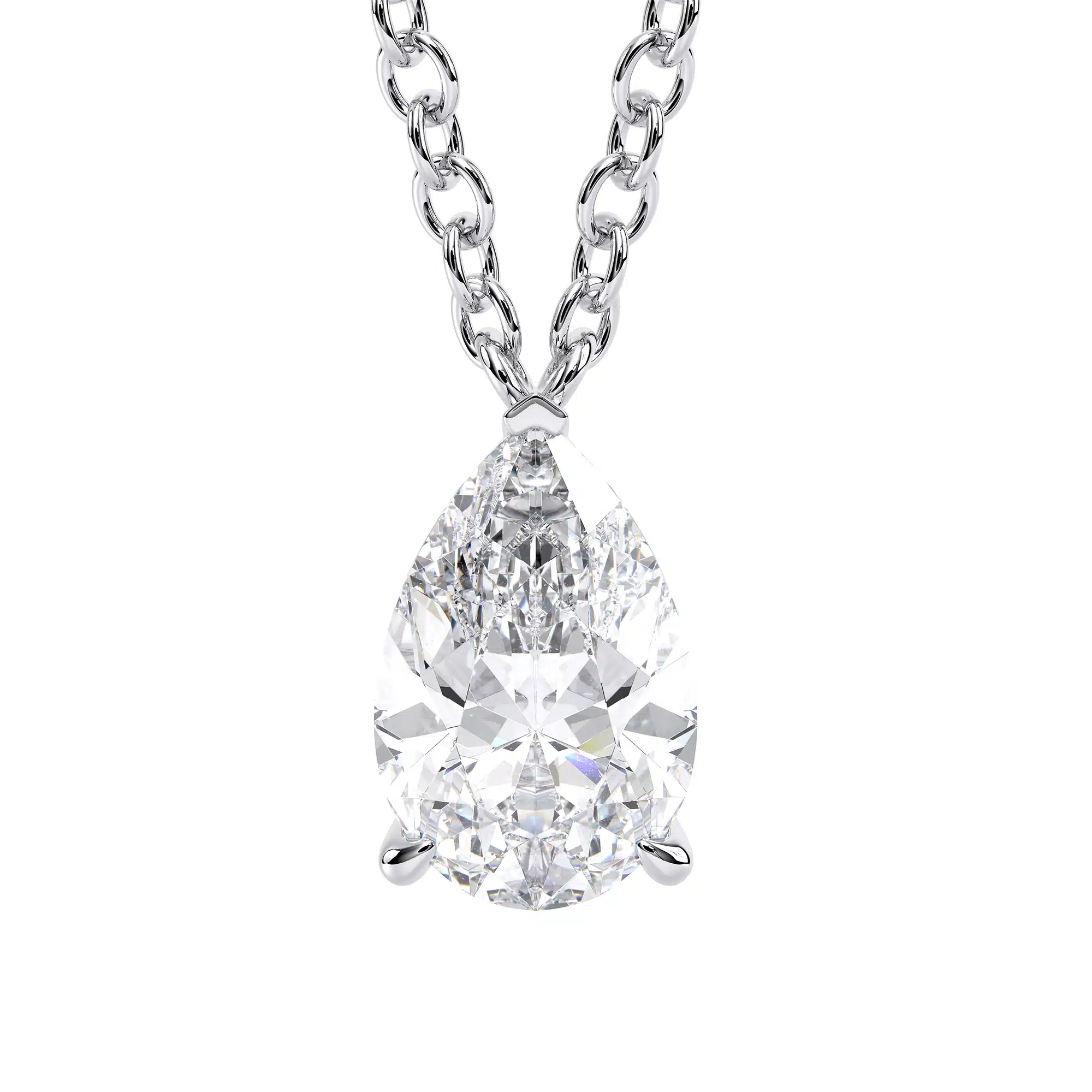 Pear cut diamond 14k white gold pendant (2)