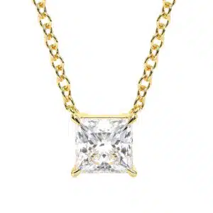 Princess Cut Lab Diamond Solitaire Pendant Necklace in Four-Prong Setting