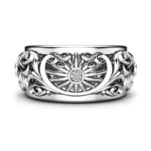 Lab Diamonds Rays Of The Sun Wide Vintage Inspired Mens Band