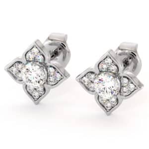 Lab Diamond Floral Earrings – Halo Flower Design
