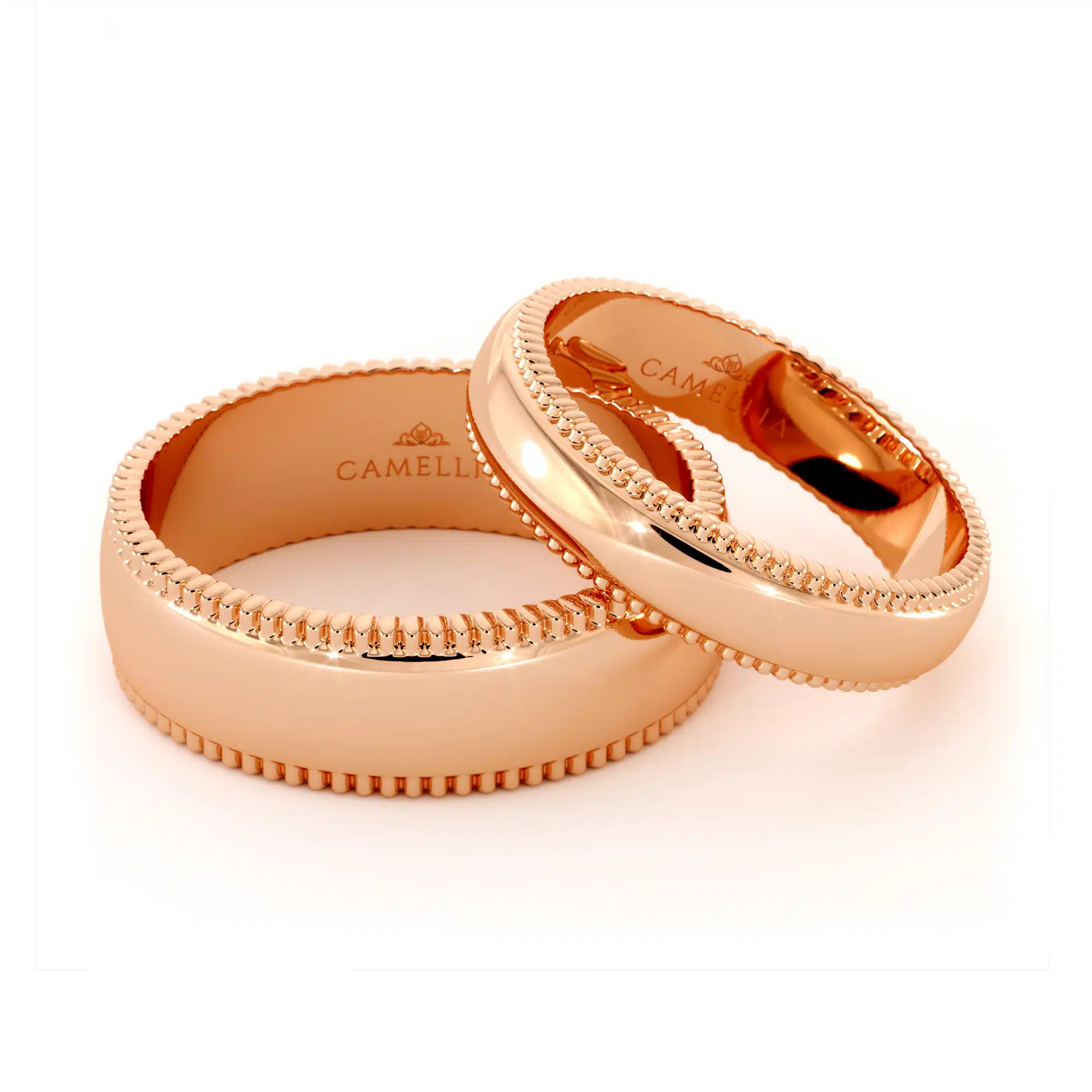 Rose gold milgrian 14k set bands (3)