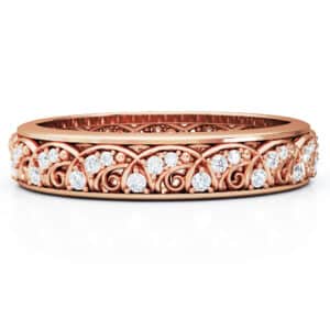 14K Rose Gold Anniversary Ring Diamonds Band For Women