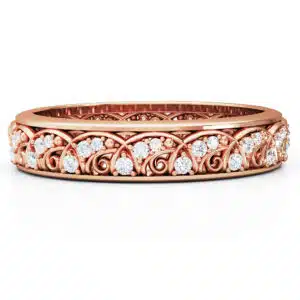 14K Rose Gold Anniversary Ring Diamonds Band For Women