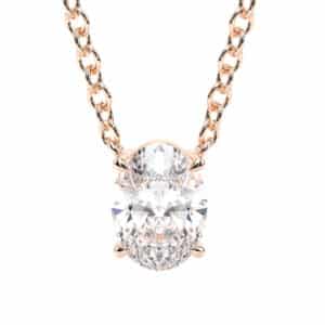 1 Carat Oval Lab Diamond Elegant 14K Gold Pendant